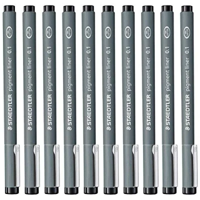 Image of Staedtler 0.1 mm Pigment Liner Fineliner Sketching Drawing Drafting Pens Pack of 10