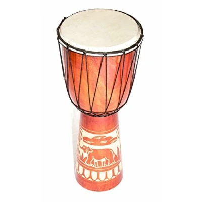 Image of Large 50cm Djembe Wood Drum Bongo Goatskin Elephant A