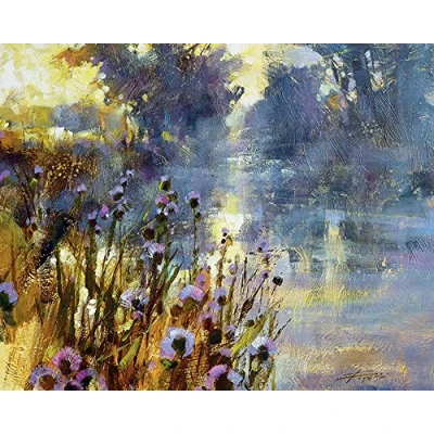 Image of The Art Group Chris Forsey Riverside Sunrise Canvas Print, Cotton, Multi Colour, 1.8 x 40 50 cm