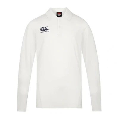 Image of Canterbury Boy&#039;s Cricket Performance Long Sleeve Polo Shirt, Cream 10 Years