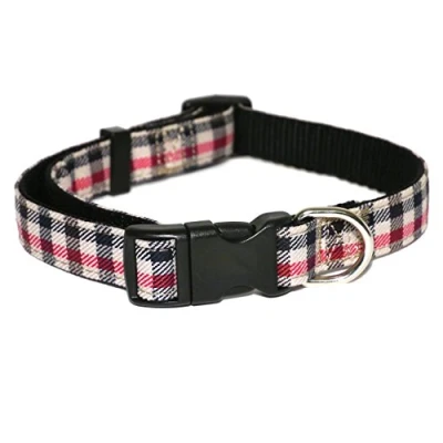 Image of Rosewod Check Dog Collar, 18 28 inch, Red
