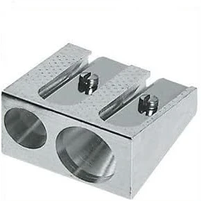 Image of Dual Double Wedge Metal Pencil Sharpener 2 Hole Twin