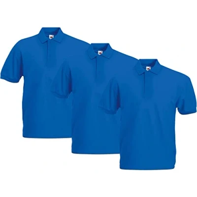 Image of Fruit of the Loom Men&#039;s 63 402 0 Polo Shirt, Royal, L (Pack 3)