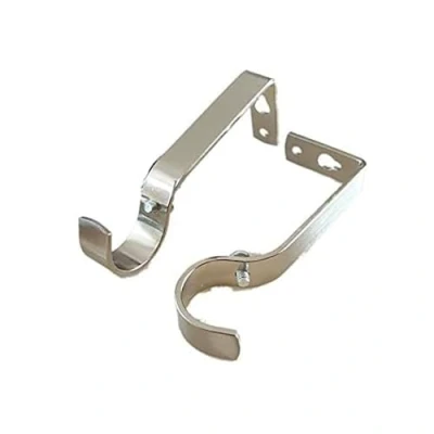Image of Silver Curtain Rod Brackets Set with Screws for Poles 28mm Pole Bracket Metal Heavy Duty Wall Holder of 2.