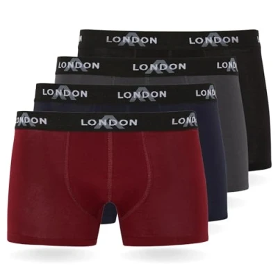 Image of FM London 4/8 Pack Mens Boxers with Elastic Waist Soft Boxer Shorts Men, Stretch Fit Underwear for Everyday Wear Fitted Hipster Men