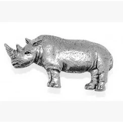 Image of Gift Box Pewter Rhino Pin Badge or Brooch for Scarf, Tie, Hat, Coat Bag