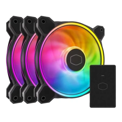 Image of Cooler Master MasterFan MF120 Halo² 3 in 1 PC Case Liquid Air Fan, Dual Loop ARGB LED Rings, Dynamic PWM 120mm 2050RPM,
