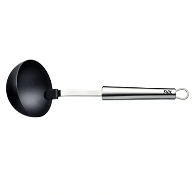 Image of Silit 2142300700 Classic Line 30 cm Polished Stainless Steel Plastic Ladle Ideal for Coated Pots Dishwasher Safe, stainlesssteel