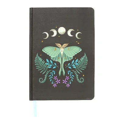 Image of Something Different Wholesale Luna Moth A5 Notebook Mystical Woodland Gifts Gold Foil Edges Ribbon Marker Dark Forest Range Unique Journaling Supplies Home Decor Stationery