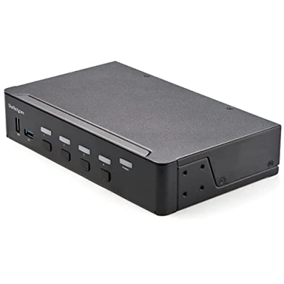 Image of StarTech.com 4 Port HDMI KVM Switch Single Monitor 4K 60Hz Ultra HD HDR Desktop 2.0 with 2 USB 3.0 Hub (5Gbps) and 4x HID, Audio Hotkey Switching TAA (SV431HU34K6)