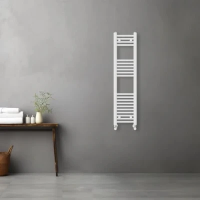 Image of Warmehaus Contemporary Straight Heated Bathroom Towel Rail Radiator Rad 1200x300mm White