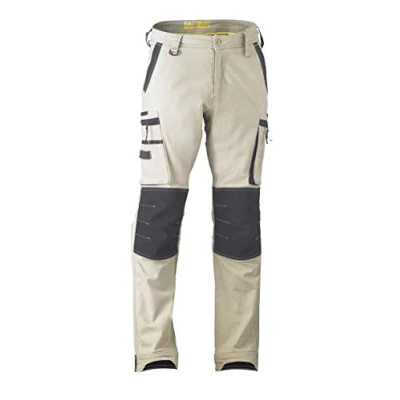 Image of Bisley Workwear UKBPC6333_BSTN Flex &amp; Move Cargo Trousers Stretch Utility Zip with Knee Pockets Stone, 36R