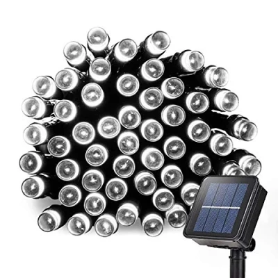 Image of Lamker String Lights Solar Powered 12M 100 LED Cool White Outdoor Waterproof 8 Modes Fairy Light Decorative for Patio Garden Yard Wall Fence Tree Christmas Wedding Party Festival Decor