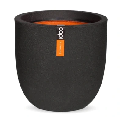 Image of CAPI EUROPE Planter ball Smooth NL 35x34 Black Opening Ø29 Pot for indoor and outdoor use Shatterproof 100% recyclable KBL932