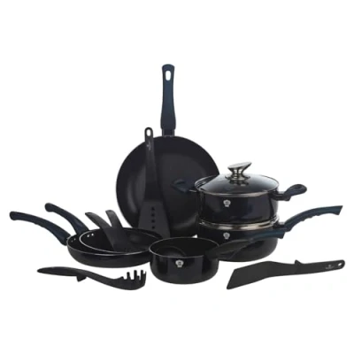 Image of Blaumann 8 Pcs Cookware Pots Pans Set with Soft Touch Handles &amp; Kitchen Tool (Aquamarine)