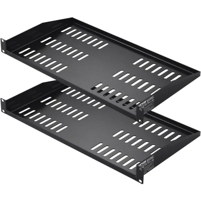 Image of VEVOR 2PCS 1U Server Rack Shelf, 10&quot;/254 mm Depth, 50 lbs Max Load Capacity Vented Cantilever or Wall Mount Shelf with Tray, Good Air Circulation for 19&quot; Network Cabinet Equipment