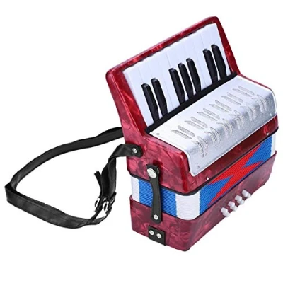 Image of Bass Piano Accordion, 17 Key ABS Musical Instrument for Beginners Students(red)
