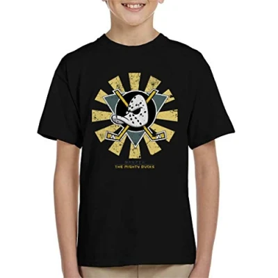 Image of Cloud City 7 The Mighty Ducks Retro Japanese Kid&#039;s T Shirt Black