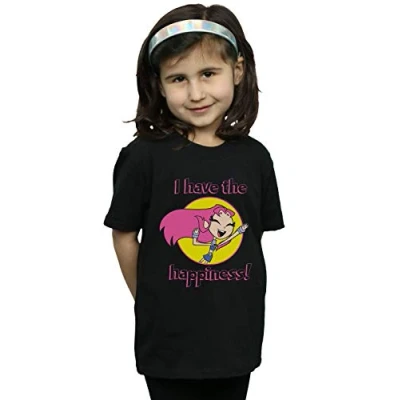 Image of DC Comics Girls Teen Titans Go I Have The Happiness T Shirt Black 5 6 Years