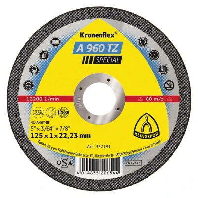 Image of Klingspor 322180 A 960 TZ Cutting Discs 115 x 1 22 23 mm Straight (Pack of 25)