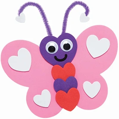 Image of Baker Ross Love Butterfly Mix and Match Magnet Kits Pack of 8, Valentine&#039;s Craft Magnets for Kids (FC450), Red,Pink,Purple