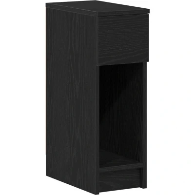 Image of vidaXL Bedside Cabinet with Drawer Black Oak 20x36x60 cm