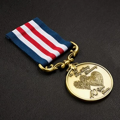 Image of the Commemorative Coin Company Our 40th Ruby Wedding Anniversary Medal for Long/Distinguished Service and Bravery in Field. Gift/Present Husband/Wife/Partner/Couple. Antique Bronze, 10.5cm