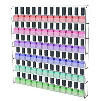 Image of 6 Layer Acrylic Nail Polish Rack Display Stand Wall Mounted Clear Organizer Shelf Storage Holder for Shelves