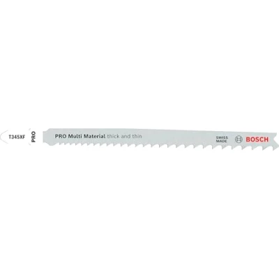 Image of Bosch 100x Jigsaw Blade T 345 XF Progressor for Wood and Metal (for Wood, Synthetic Material, Metals, 132 mm, Professional Accessories Jigsaw)