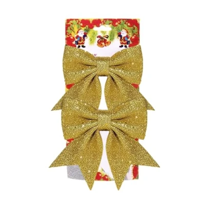 Image of AEX Christmas Tree Bows Large Red for Decorations Glitter Decorative Bow Ornaments Home Party (2X Gold Glitter)