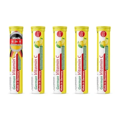 Image of Vitamin C 180 mg 5 x 20 effervescent Tablets Lemon Flavor T&amp;D Pharma German Made in Germany