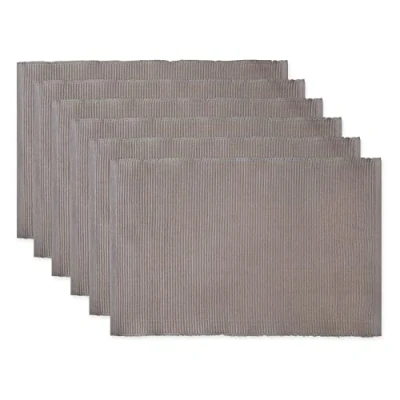 Image of DII Basic Everyday Ribbed Tabletop 100% Cotton, Placemat Set, 13x19, Gray, 6 Piece
