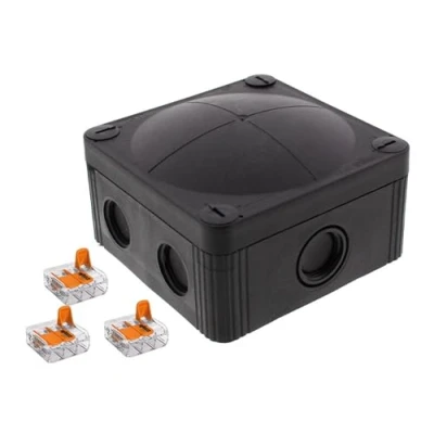 Image of Wiska 10110872 Combi 607 Junction Box, 110x110x66mm, Black, 3 x wago 221 613