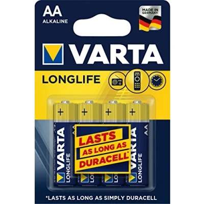 Image of Varta AA Alkaline Battery Pack of 4 Longlife
