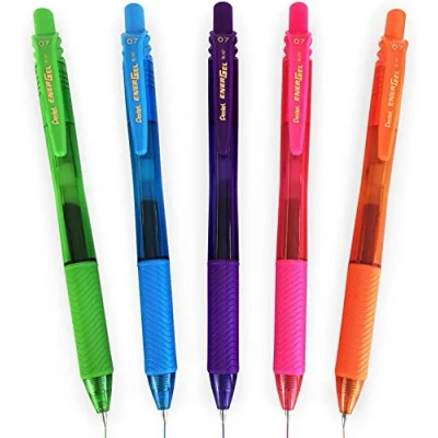 Image of Pentel Energel X BL107 Retractable Gel Rollerball Pens 0.7mm Pack of 5 Tropical Set