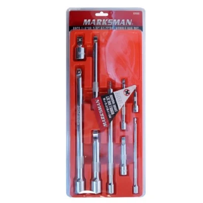 Image of 9PC SOCKET EXTENSION BAR SET 1/4&quot; 3/8&quot; 1/2&quot; SOCKETS WOBBLE SWIVEL ADAPTOR GARAGE