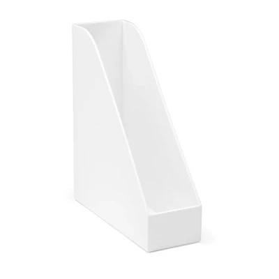Image of OSCO High Gloss White Plastic Magazine Rack Folder Storage File Organiser Desk &amp; Shelf Filing Document Holder Office Paperwork Brochure Display H31 x W9.5 D26 cm