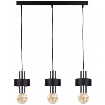 Image of Unica Bar Pendant Ceiling Light Black, Silver, 60cm, 3x E27