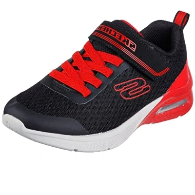 Image of Skechers Boy&#039;s 403773l Bkrd Sneaker, Black Textile Red Trim, 12.5 UK