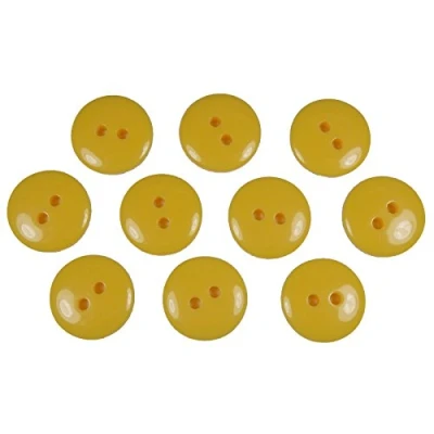Image of Smartie Buttons Polyester Round 2 Hole Pack of 10 (Yellow, 20mm)