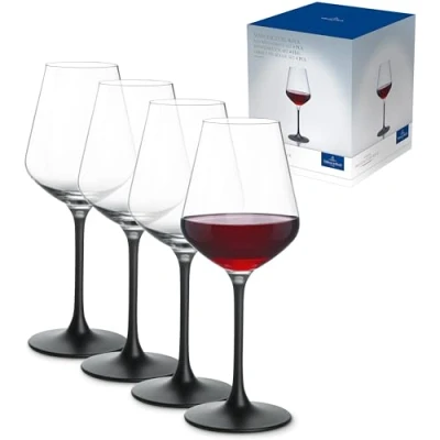 Image of Villeroy &amp; Boch Manufacture Rock Noire Set of 4 Red Wine Goblets