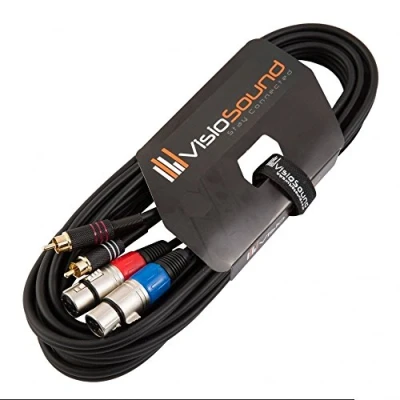 Image of 2 x Female XLR to RCA Gold Phono Plug Twin Lead/Audio Signal Patch Cable 5m