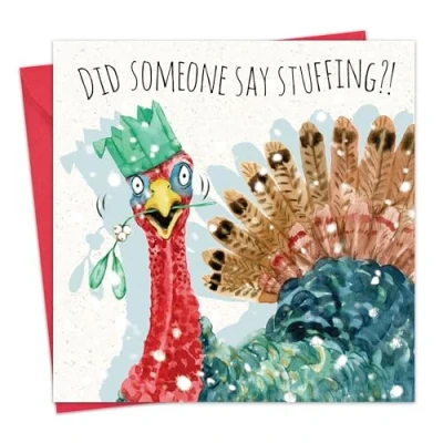 Image of Twizler Funny Christmas Card Turkey Stuffing Merry Cards Xmas Mens for Him Husband Dad Son Womens Her Wife Mum Daughter