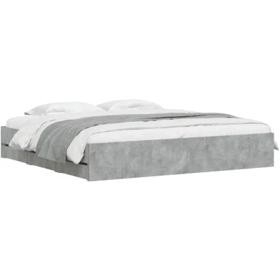 Image of vidaXL Bed Frame with Drawers without Mattress Concrete Grey 160x200 cm