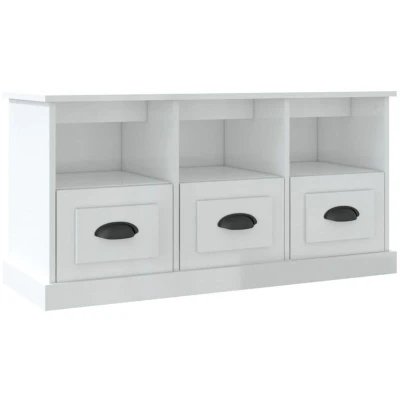 Image of vidaXL TV Cabinet High Gloss White 100x35x50 cm Engineered Wood
