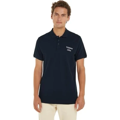 Image of Tommy Jeans Men&#039;s Tjm Slim Corp Polo S/S Polos, Dark Night Navy, XL
