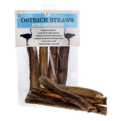 Image of JR Pet Products 8 x 7 inch 100% Ostrich Meat Air Wind Pipe Trachea Natural Dog Chew Treat High Protein &amp; Low Fat