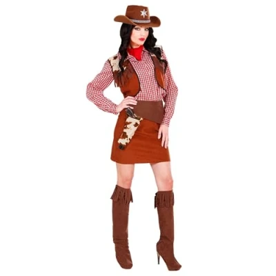 Image of Ladies Cowgirl Costume Medium UK 10 12 for Wild West Cowboy Fancy Dress