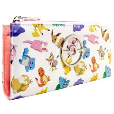 Image of Pika! Bulba! Char! Slow! Ditto! PSY! Poke Noises Purse Zipper Coin Pocket &amp; Card Holder, Off White