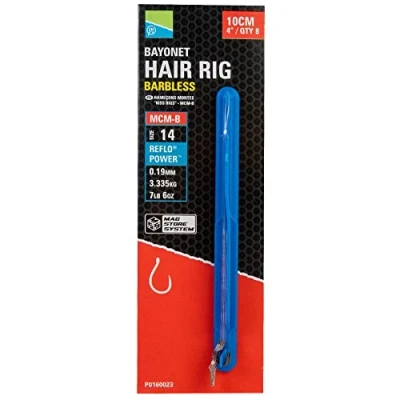 Image of Preston Innovations Bayonet hair rigs Barbless MCM B size 16 0.17mm 6lb12oz 10cm qty8